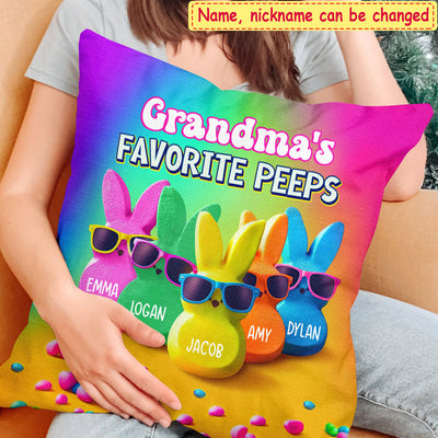 Grandma's Favorite Peeps Rainbow Color Personalized Pillow VTX14MAR24CT2