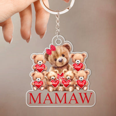 Grandma/ Mama Bear With Little Bear Kids Personalized Acrylic Keychain VTX14MAR24VA1