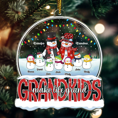 Grandkids Make Life Grand Snowman Grandpa Grandma With Little Snowman Kids Personalized Acrylic Ornament VTX14NOV23TT1
