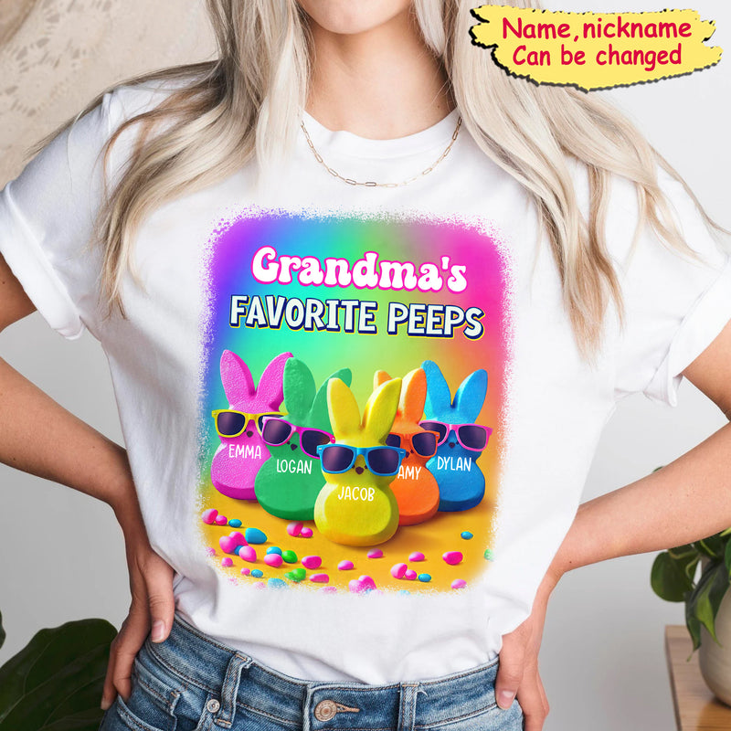 Grandma's Favorite Peeps Rainbow Color Personalized T-Shirt