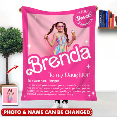 To My Daughter/ Granddaughter Pink Theme Custom Photo Fleece Blanket VTX17FEB24TP1