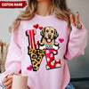 Love Leopard Pattern Valentine Personalized Sweatshirt For Dog Lovers VTX19JAN24TT3
