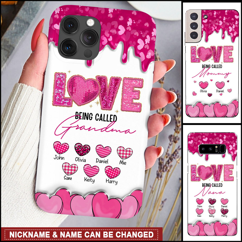 Love Being Called Grandma Pink Faux Sequin Pattern Personalized Silicone Phone Case VTX19JAN24VA1