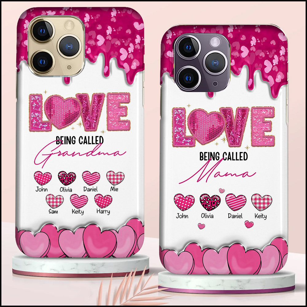 Love Being Called Grandma Pink Faux Sequin Pattern Personalized Silicone Phone Case VTX19JAN24VA1