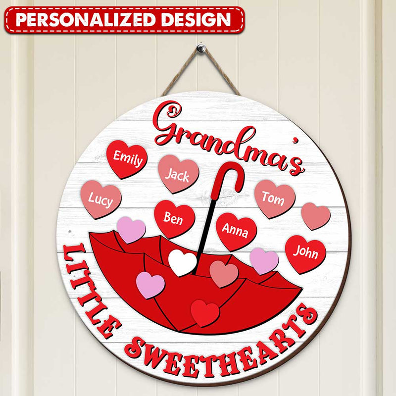 Discover Grandma's Little Sweethearts Personalized Wooden Door Sign
