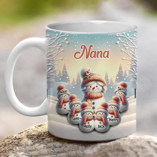 Pinky Glitter Christmas Snowman Grandma Mommy Hanging Snowball Kids Pe -  HumanCustom - Unique Personalized Gifts Made Just for You