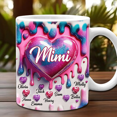 Grandma Heart Colorful Leopard Pattern 3D Effect Personalized Mug VTX29FEB24TT1