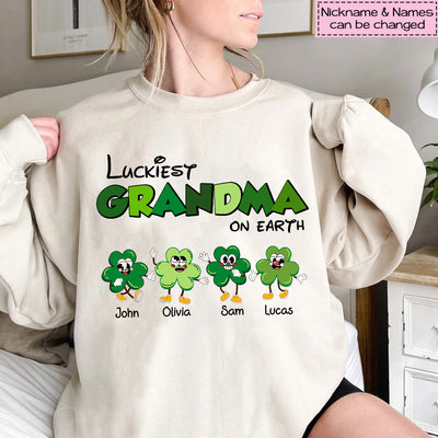 Luckiest Grandma On Earth St. Patrick's Day Personalized Sweatshirt VTX29JAN24VA2
