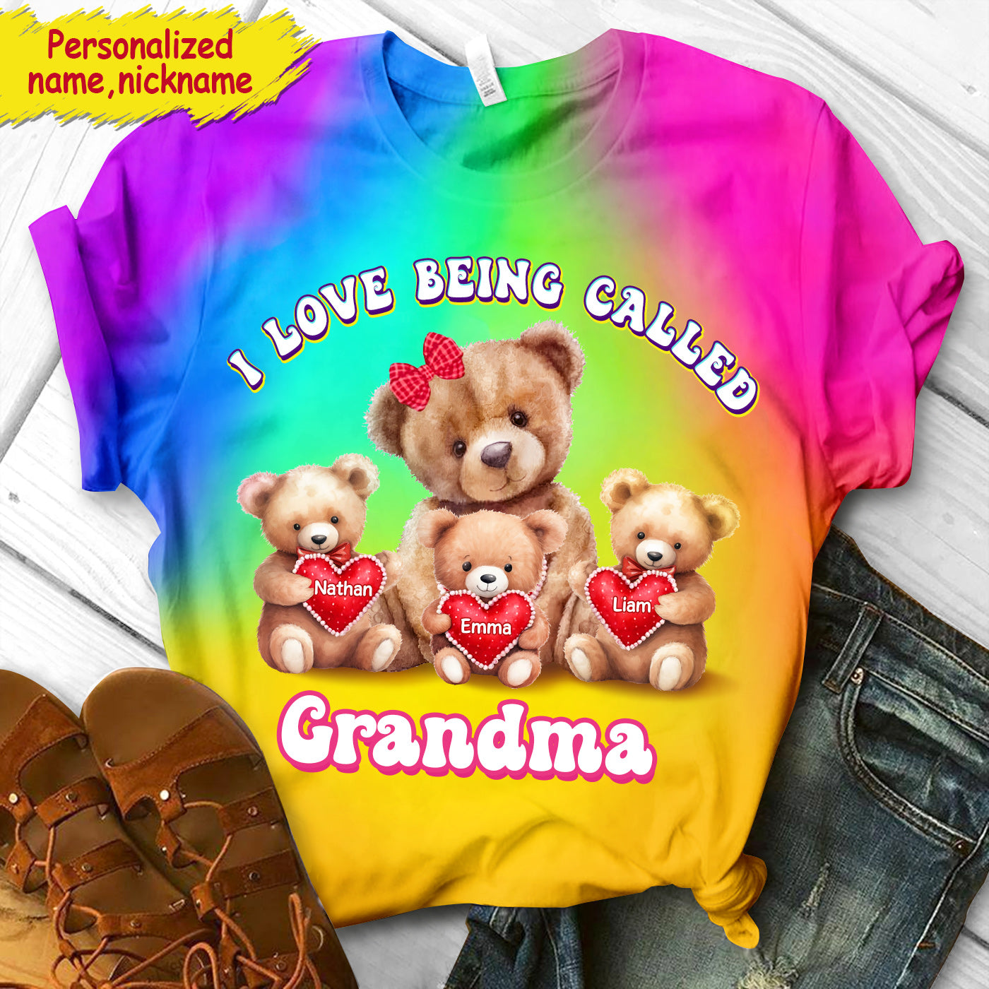 Grandma Bear I Love Being Called Grandma Personalized 3D T-shirt VTX20MAR24CT1