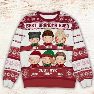 Christmas Cute Doll Kids Of Best Grandma Ever Personalized Sweater NVL09OCT23TP1