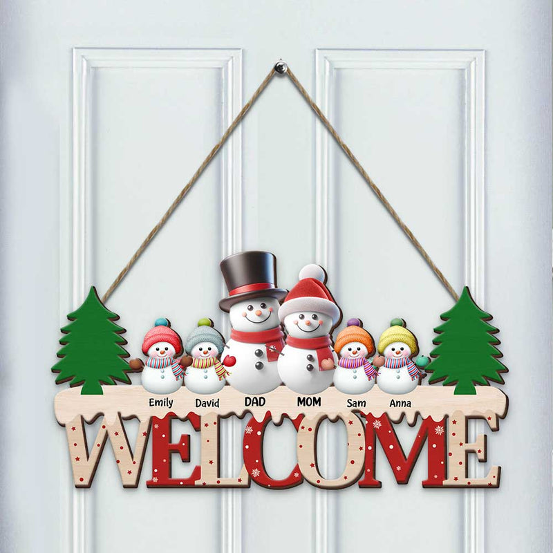 Discover Cute Christmas Snowman For Parents/ Grandparents - Personalized Shape Wooden Sign