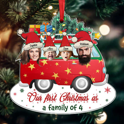 Face From Photo, Family Name, Christmas Camping Bus, Christmas Shape Ornament - NTD13OCT23TP2