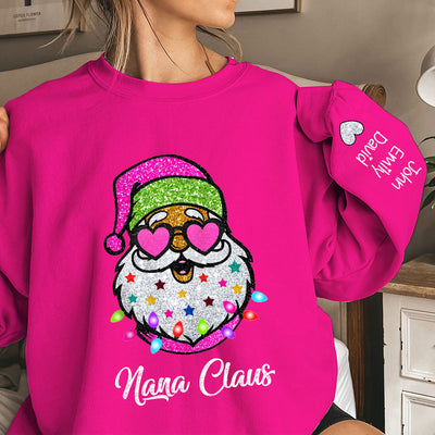 Cute Christmas Santa With Sunglasses Nana Mom Claus Personalized Sweatshirt LPL01NOV23TP3