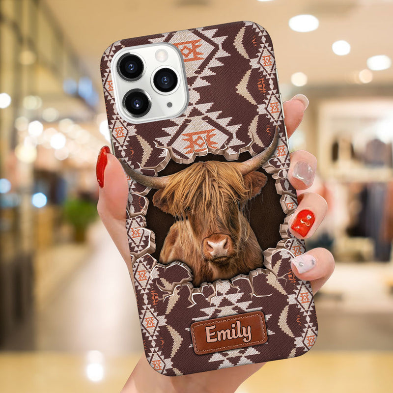 Discover Retro Country Farm Love Cows Cattle Crack Southwestern Cowhide Personalized Phone Case