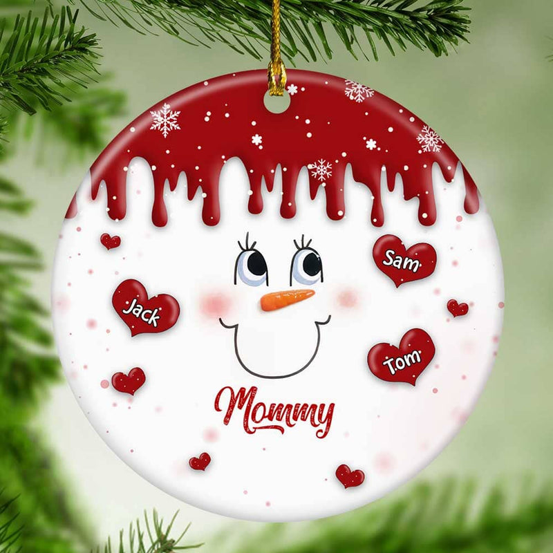 Cute Colorful Snowmy Grandma Mom Little Heart Kids Personalized Christ -  HumanCustom - Unique Personalized Gifts Made Just for You