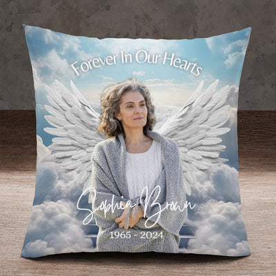 In Loving Memory Custom Photo Angel Wings Memorial Pillow VTX01MAR24TP2