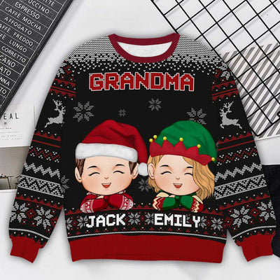 Christmas Cute Doll Kids Of Grandma Mom Personalized Sweater NVL09OCT23TP2