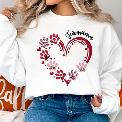 Personalized Heart Paws Sweatshirt For Dog mom/ Cat mom VTX30JAN24TP1