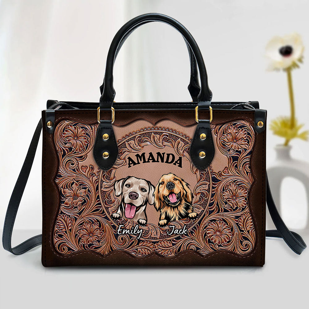 Personalized Leather Handbag For Dog Mom VTX16FEB24TP2