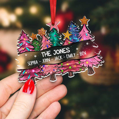 Colorful Christmas Tree Family Name Personalized Ornament LPL18NOV23TP2
