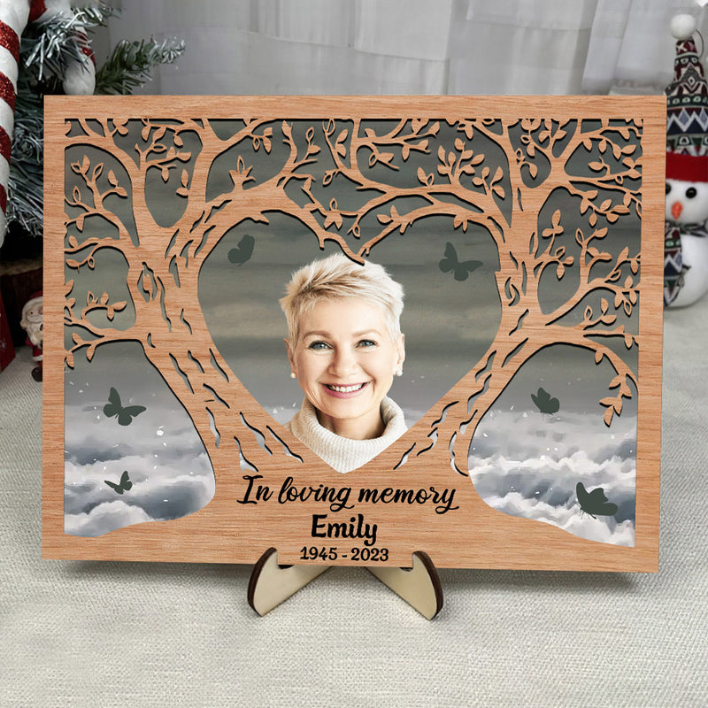 Discover Memorial Custom Photo Heart Tree, In Loving Memory Personalized Wood Plaque