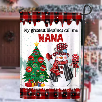 My Greatest Blessings Call Me Grandma Mom Snowman Christmas Snowball Kid Personalized Garden House Flag LPL24OCT23TP1