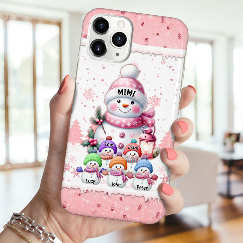 Discover Sweet Cute Christmas Pinky Snowman Grandma Mom Kids Personalized Phone Case