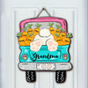 Cute Easter Truck Carrying Bunny Grandma Mom Carrot Kids Personalized Wooden Sign LPL29FEB24TP1