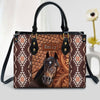 Love Horse Breeds Southwestern Wood Pattern Personalized Leather Handbag LPL08DEC23TP3