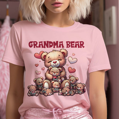 Grandma Bear With Cute Grandkids Personalized White T-shirt and Hoodie HTN08JAN24TP1