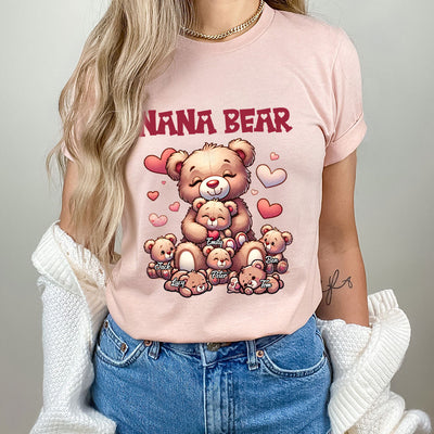 Grandma Bear With Cute Grandkids Personalized White T-shirt and Hoodie HTN08JAN24TP1