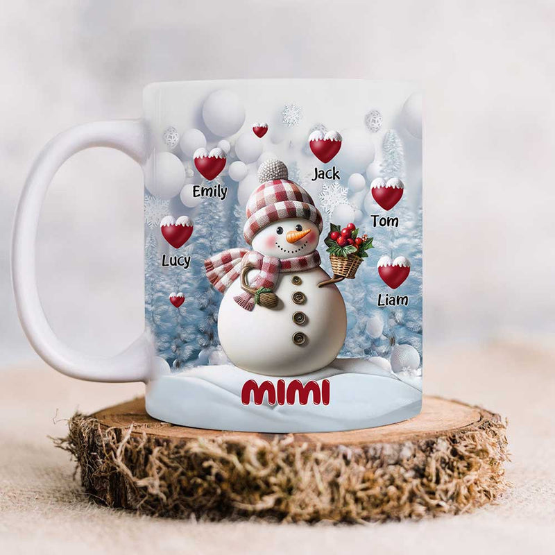 Happy Christmas Snowman Grandma Mom Sweet Heart Kids Personalized Blue Vibe Mug