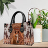 Love Horse Breeds Southwestern Wood Pattern Personalized Leather Handbag LPL08DEC23TP3