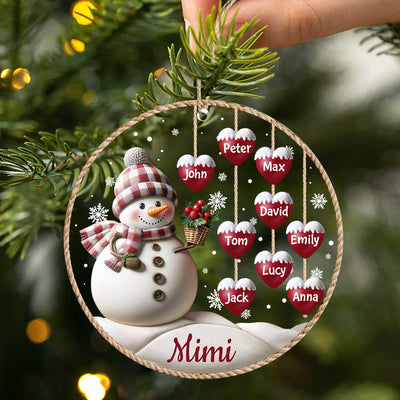 Happy Christmas Snowman Grandma Mom Hanging Sweet Heart Kids Personalized Ornament LPL09NOV23TP4