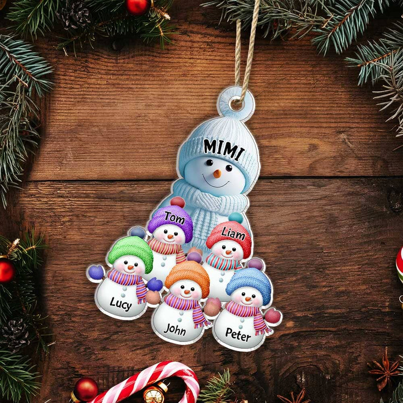 Christmas Snowman Grandma Mom With Grandkids Personalized Acrylic Orna -  HumanCustom - Unique Personalized Gifts Made Just for You