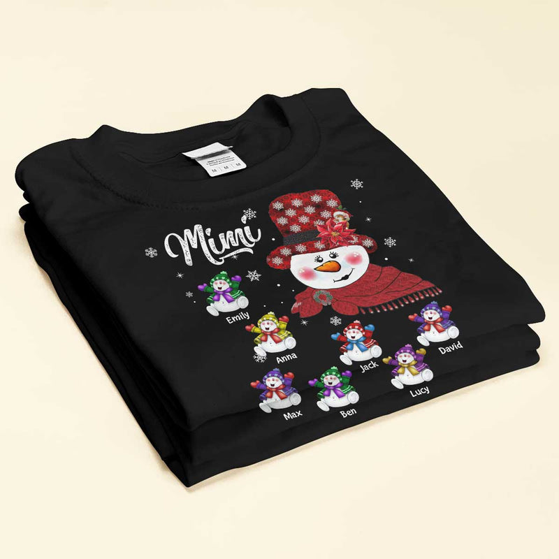 Pretty Christmas Snowman Nana Mom Snowy Kids Personalized Shirt