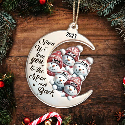 Grandma We Love You To The Moon And Back Cute Snowman Kids Personalized Acrylic Ornament VTX20NOV23TP2