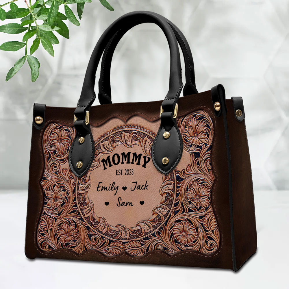 Personalized Grandma Leather Handbag VTX02FEB24TP1