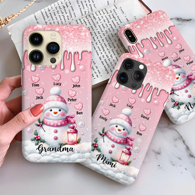 Sweet Pinky Snowman Grandma Mom Heart Kids Personalized Phone Case LPL25OCT23TP4