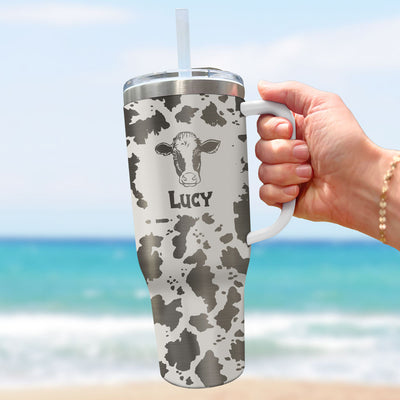 Personalized Love Cow Breeds Cattle Farm Cowprint Pattern Tumbler With Straw LPL02JAN24TP2