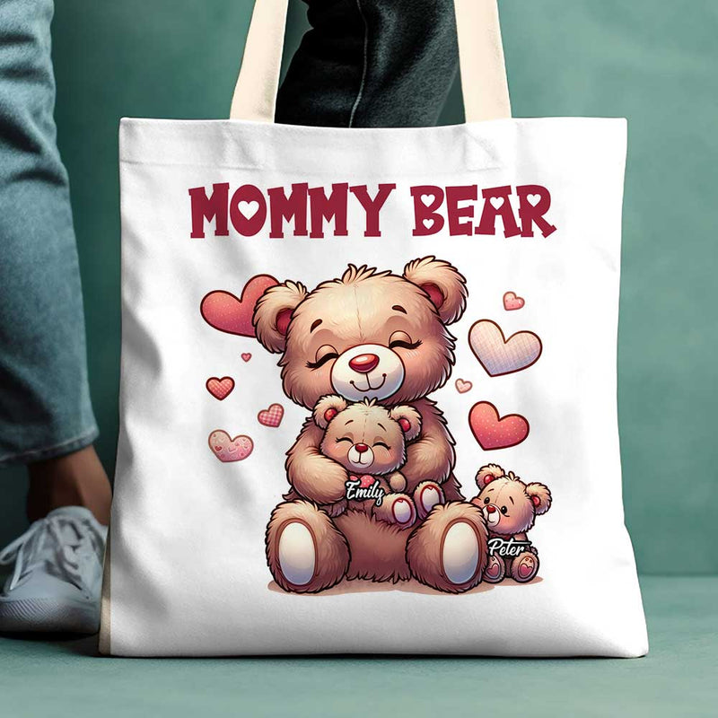 Grandma Bear With Cute Grandkids Personalized Tote Bag (AOP)