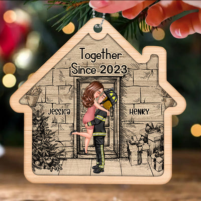 Our 1st Christmas Couple Portrait, Firefighter, Nurse, Police Officer, Military, Chef, EMS, Flight, Teacher, Gifts by Occupation Personalized Wood Ornament HTN20NOV23TT1