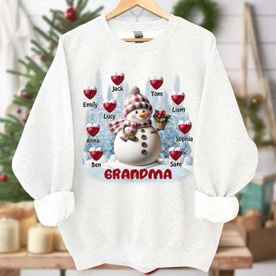 Happy Christmas Snowman Grandma Mom Sweet Heart Kids Personalized Blue Vibe Sweatshirt LPL07DEC23TP1