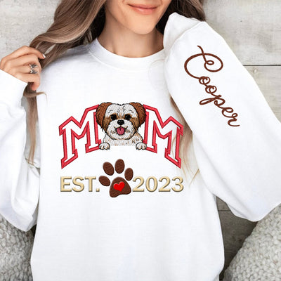 Dog Mom Digital Machine Embroidery Personalized Sweatshirt NVL23NOV23NY1