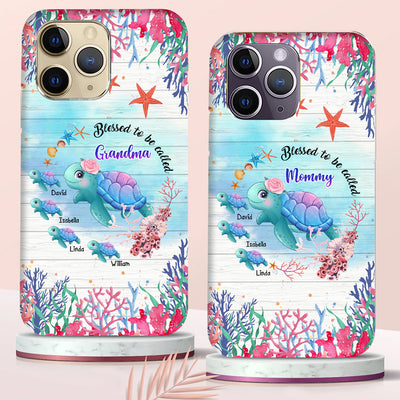 Sea Turtle Blessed to be called Grandma With Cute Grandkids Personalized Phone case HTN16MAR24NY1