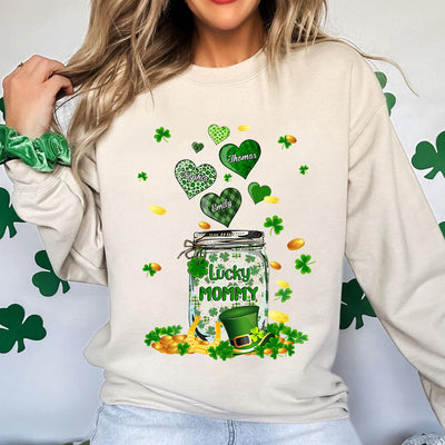 Lucky Grandma With Heart Kids St. Patrick's Day Personalized Sweatshirt VTX31JAN24NY1