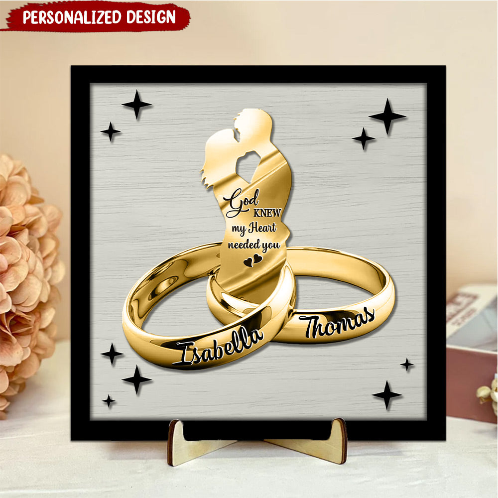 Customized Couple Rings Husband Wife Valentine Day Wedding Gift Personalized 2 Layers Wooden Plaque HTN05JAN24NY2