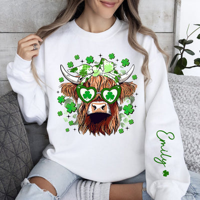 Love Highland Cow St Patrick's Day Personalized Sweatshirt HTN24JAN24NY2