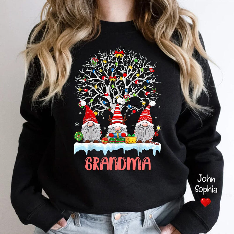 Christmas Holiday Gnomes Grandma With Grandkids Name On Sleeve Persona ...