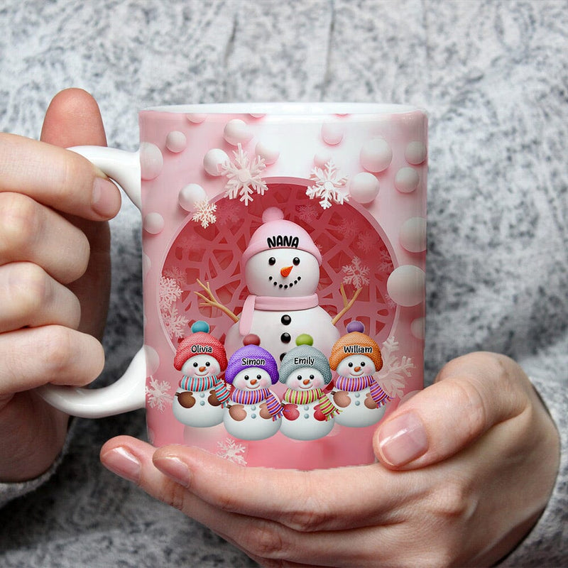 Christmas Snowman Grandma Sweet Heart Kids Personalized Mug - Woohops